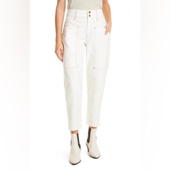 Pants - FRAME Twisted Utility Crop Pants in Ecru